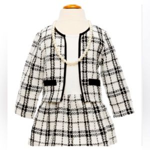 Plaid 2 pcs dress with jacket.  Long sleeve dress outfit.